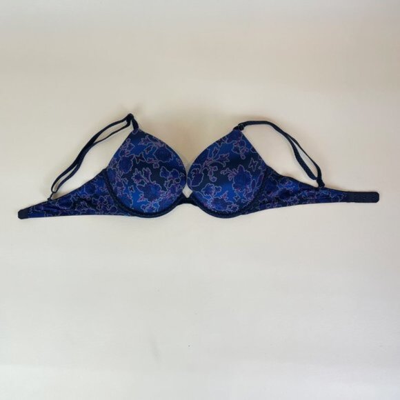 NWOT Victoria's Secret Bra 34C Push-Up Blue Floral B1790 - Picture 2 of 6